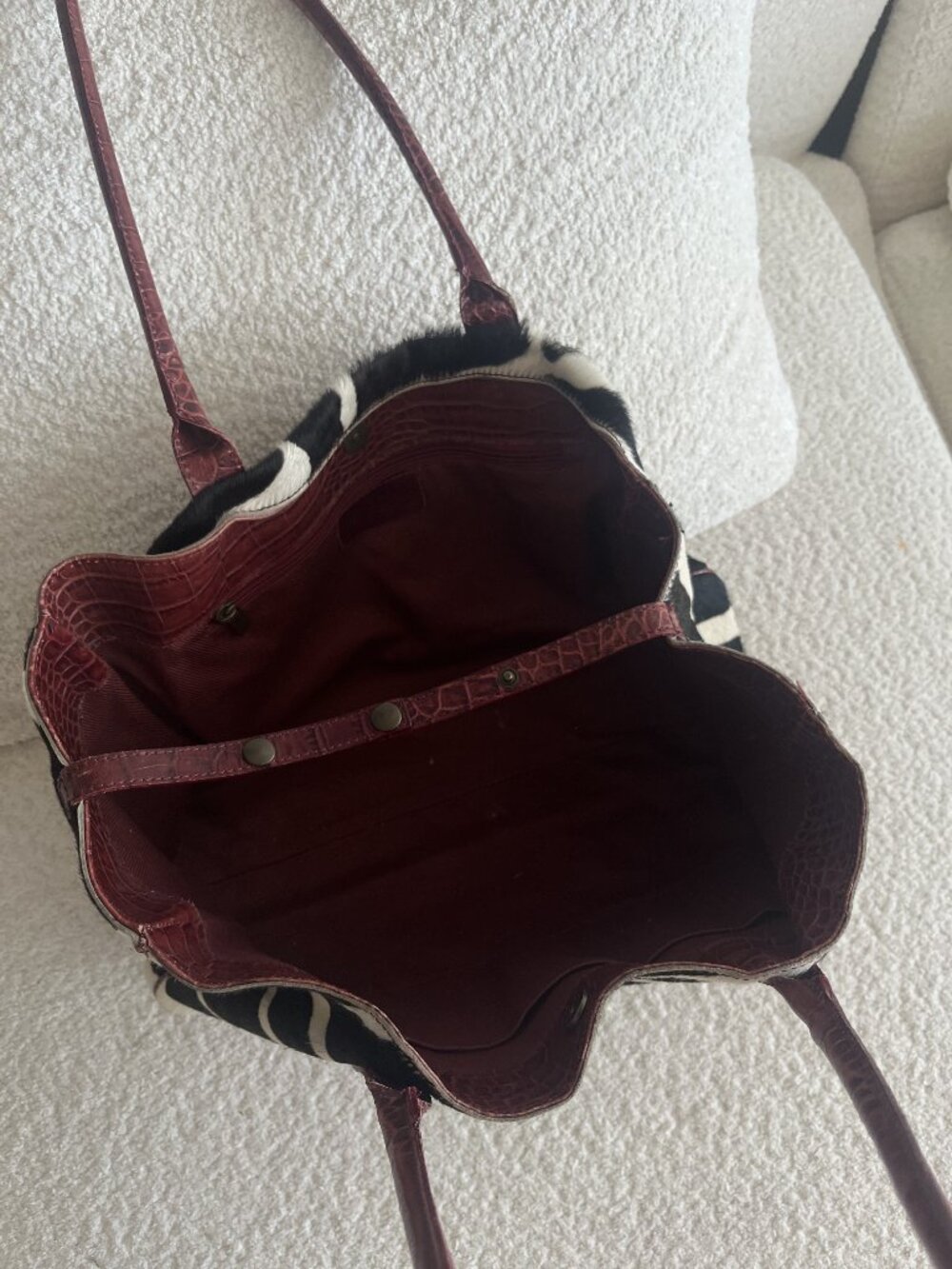 Large Maurizio Taiuti Zebra Print Pony Hair Tote - Picture 4 of 9